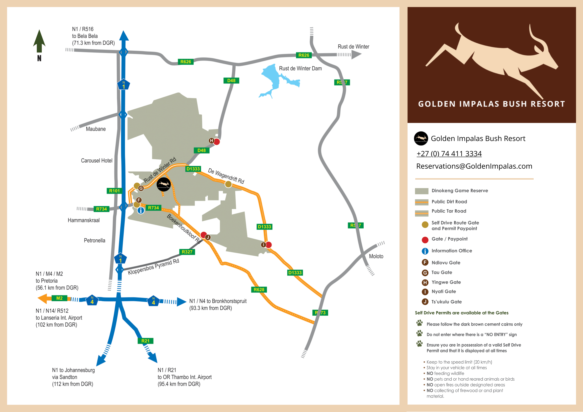 Dinokeng Game Reserve Map - Golden Impalas